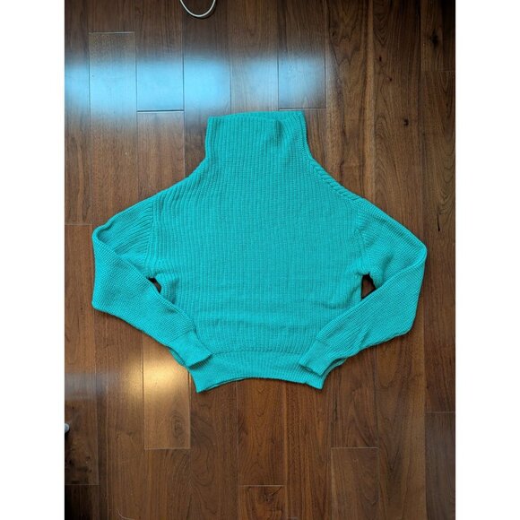 Wilfred 100% Merino Wool Teal Mock Neck Sweater Made in Italy Size S Oversize - Picture 2 of 7
